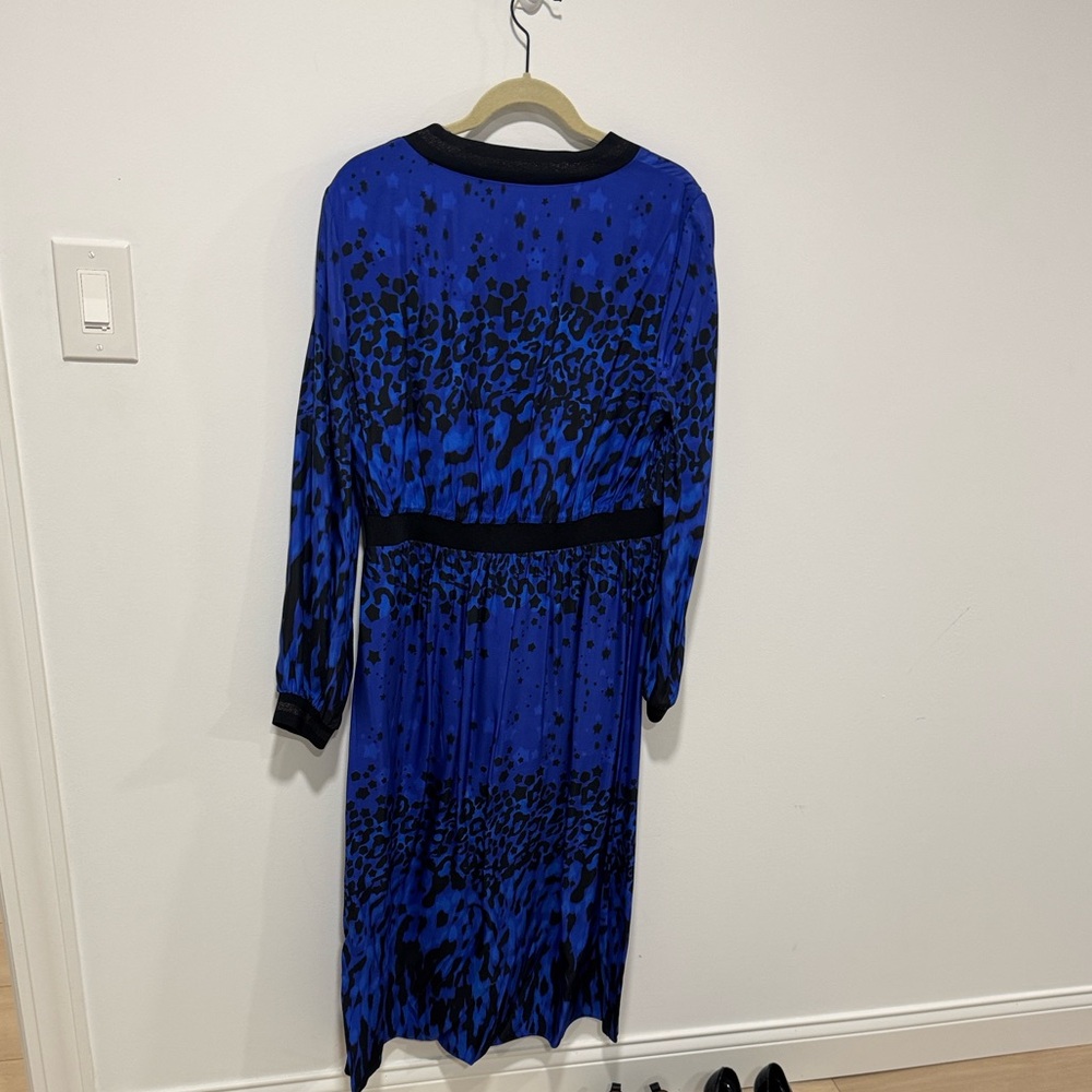 Blue Printed V-Neck Midi Dress TED BAKER MARYEMA 12 Large - Picture 8 of 12